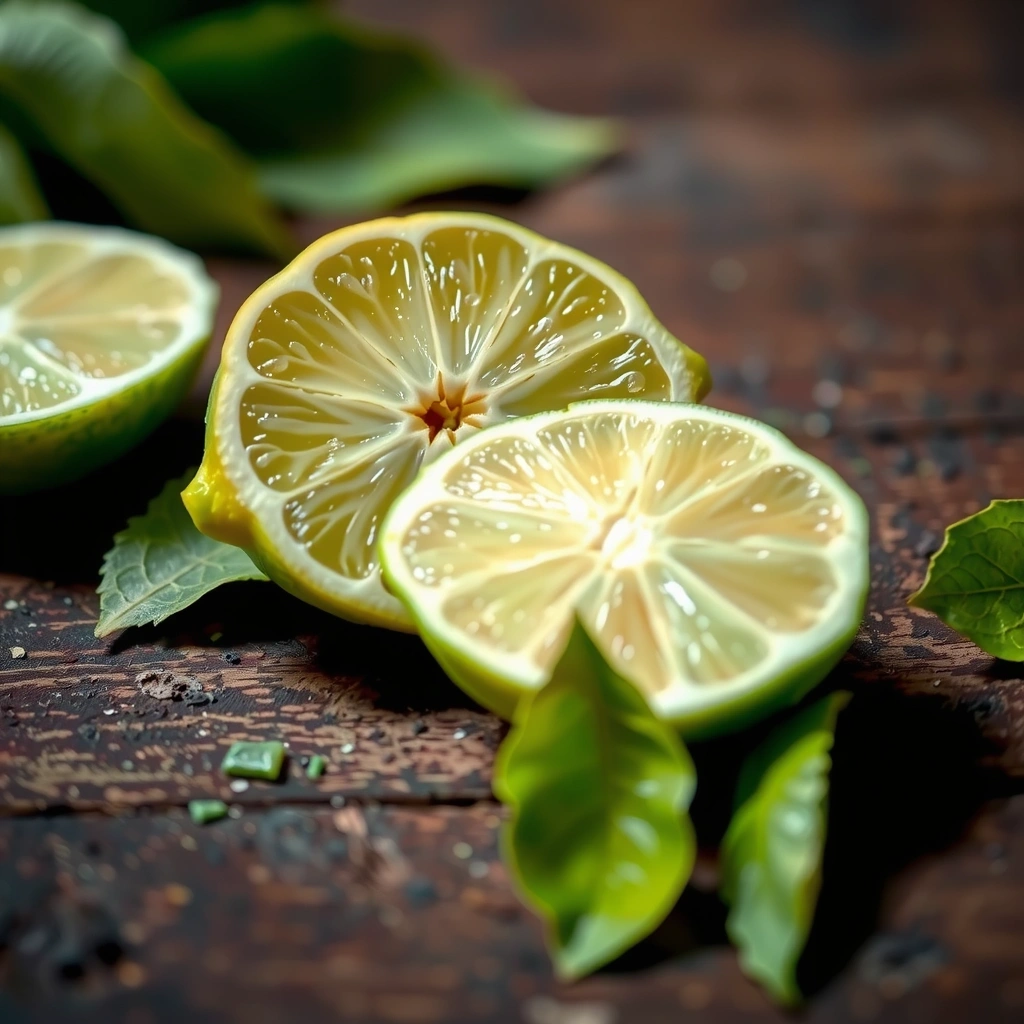 Frische Lime auf dunklem Holz